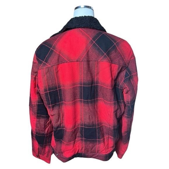 Gap Men’s Buffalo Plaid Sherpa Lined Denim Trucker Jacket Size Medium - Picture 7 of 8